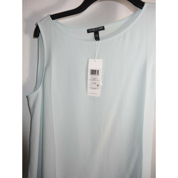 NWT Eileen Fisher Scoopneck PS Clearwater Bateau Neck Long Shell Tank $218 - Picture 4 of 8